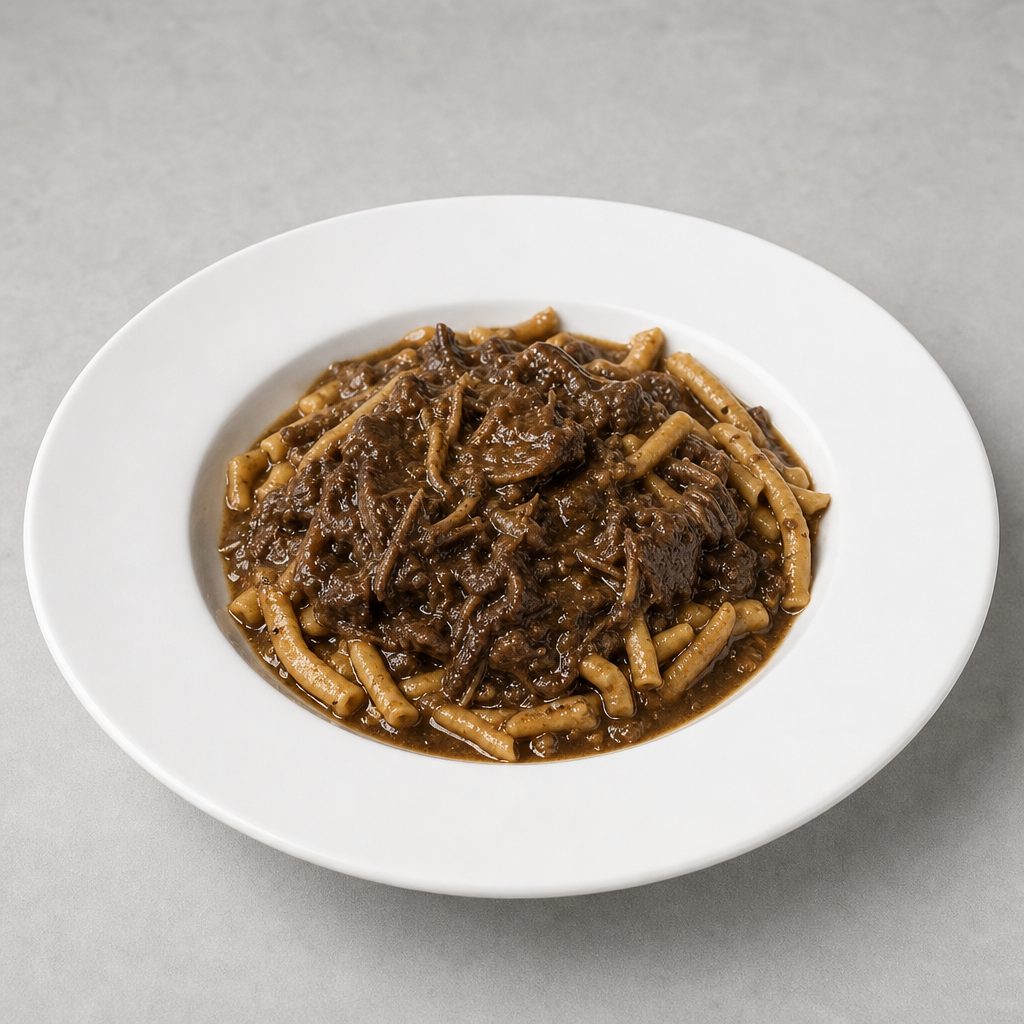 Handmade Fusilli with Braised Short Rib.
